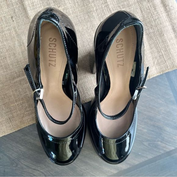 SCHUTZ Zayne Mary Jane Platform Pump in Black Patent Size 9.5 NWOT - Picture 10 of 16